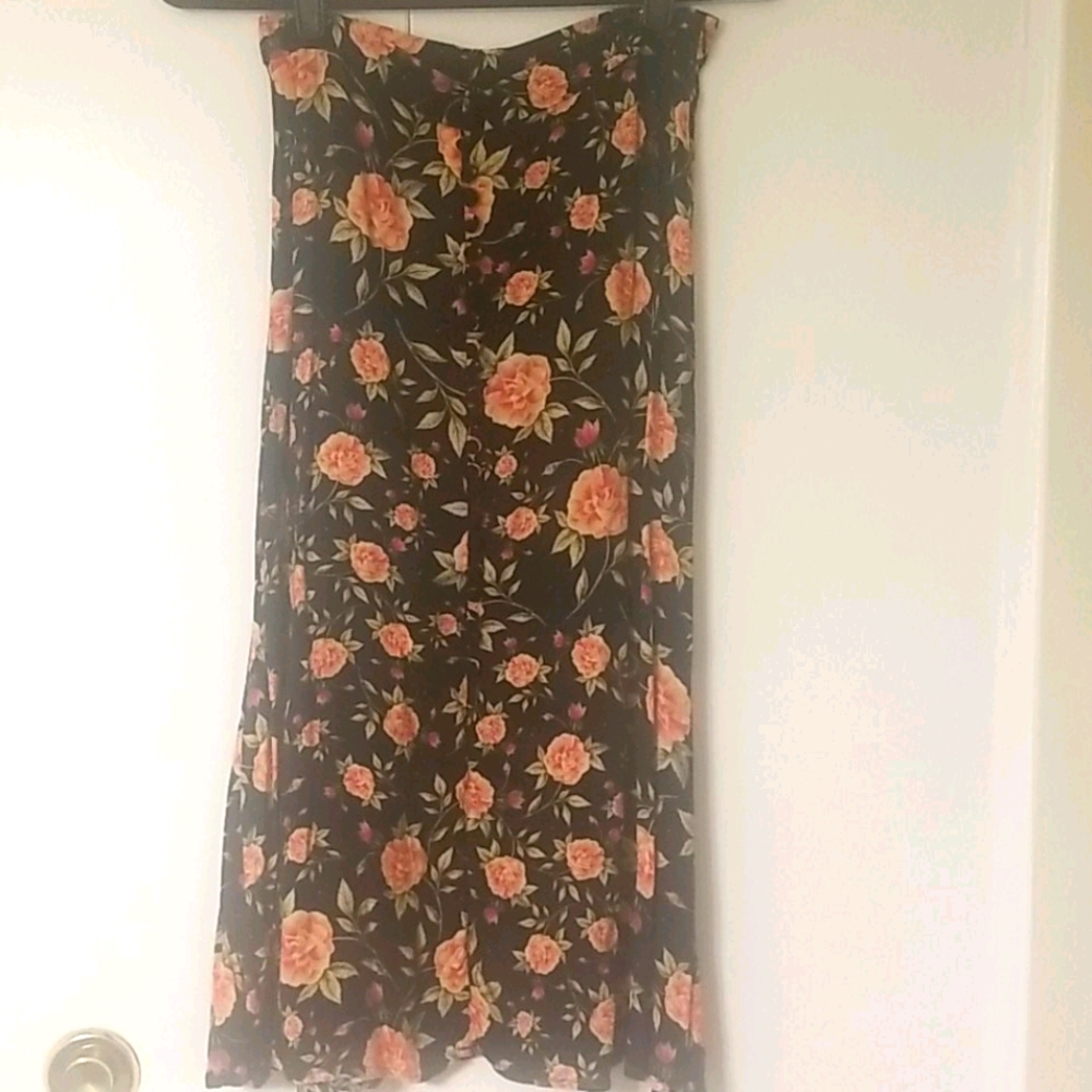 ZARA Flower Midi Skirt with Buttons